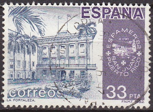 z vendido ESPAÑA 1982 2673 Sello America España La Fortaleza San Juan de Puerto Rico y logo Espamer´82 usado Espana Spain Espagne Spagna Spanje Spanien Yvert2295 Scott2301 